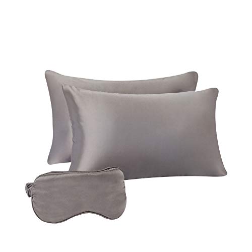Amazon Basics Satin Sleep Set for Hair and Skin with 2 Pillowcases, Eye-mask,...