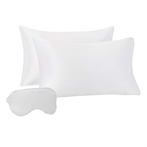 Amazon Basics Satin Sleep Set for Hair and Skin with 2 Pillowcases, Eye-mask,...