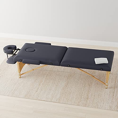 AmazonCommercial Portable Folding Massage Table with Carrying Case - Black