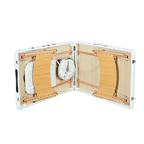 AmazonCommercial Portable Folding Massage Table with Carrying Case - Cream