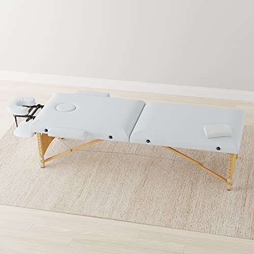 AmazonCommercial Portable Folding Massage Table with Carrying Case - Cream