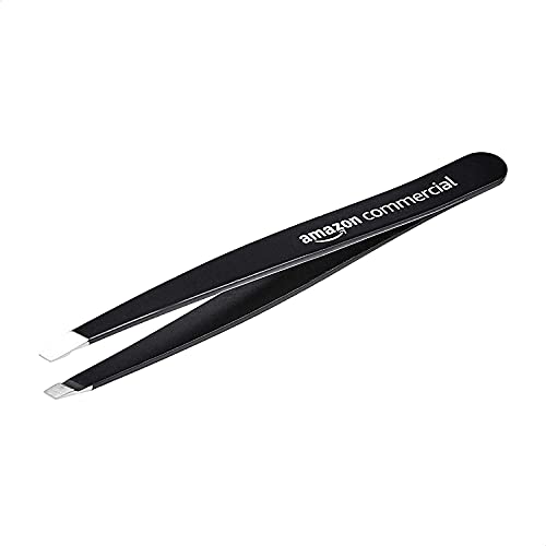 AmazonCommercial Professional Stainless Steel Slant Tip Tweezer, Eyebrow Twee...