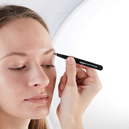 AmazonCommercial Professional Stainless Steel Slant Tip Tweezer, Eyebrow Twee...