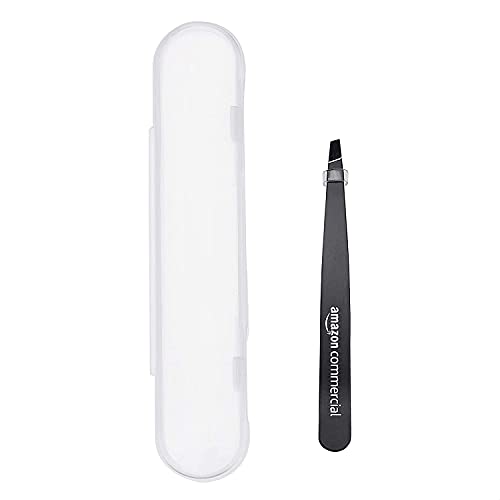 AmazonCommercial Professional Stainless Steel Slant Tip Tweezer, Eyebrow Twee...