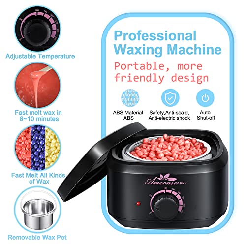 Waxing Kit, Amconsure Waxing Kit for Women Men Home Wax Warmer Hair Removal w...