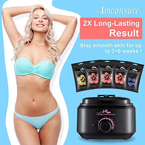 Waxing Kit, Amconsure Waxing Kit for Women Men Home Wax Warmer Hair Removal w...