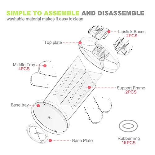 Makeup Organizer, 360 Degree Rotating Adjustable Cosmetic Storage Display Cas...