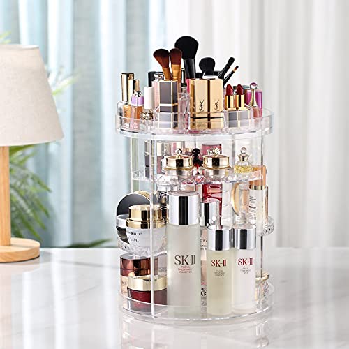 Makeup Organizer, 360 Degree Rotating Adjustable Cosmetic Storage Display Cas...