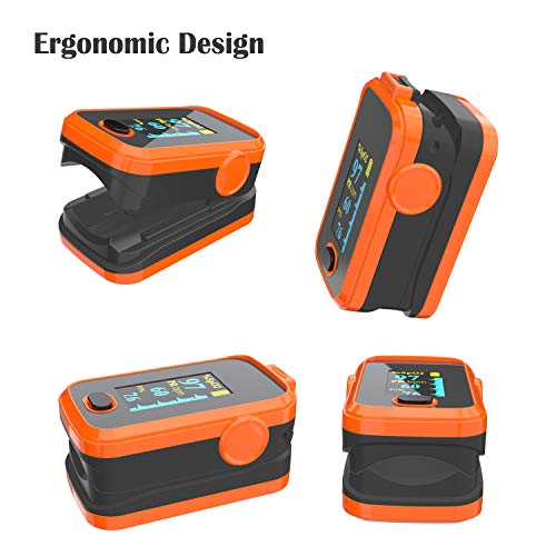 Pulse oximeter fingertip with Plethysmograph and Perfusion Index, Portable Bl...