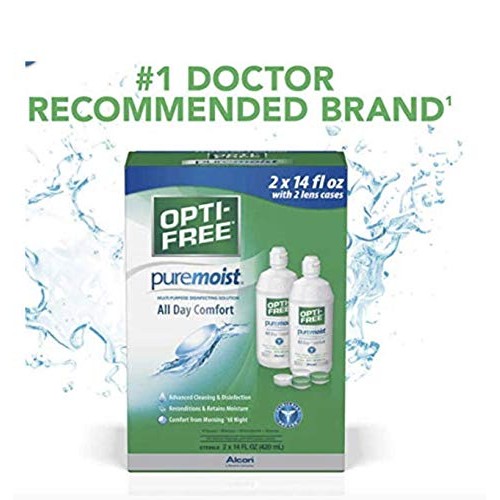 Opti-Free PureMoist Contact Lens Care Solution, 2 pk./14 fl. oz. with 2 Lens ...