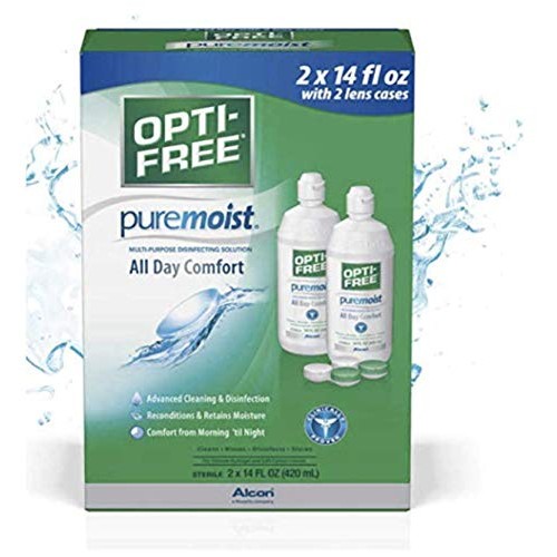 Opti-Free PureMoist Contact Lens Care Solution, 2 pk./14 fl. oz. with 2 Lens ...