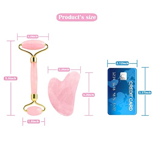 Jade-Roller Gua-Sha Rose-Quartz Face-Roller - Facial Beauty Roller Skin Care ...