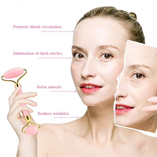 Jade-Roller Gua-Sha Rose-Quartz Face-Roller - Facial Beauty Roller Skin Care ...