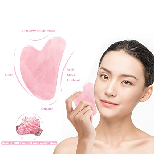Jade-Roller Gua-Sha Rose-Quartz Face-Roller - Facial Beauty Roller Skin Care ...