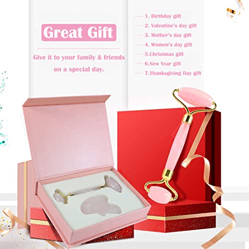 Jade-Roller Gua-Sha Rose-Quartz Face-Roller - Facial Beauty Roller Skin Care ...