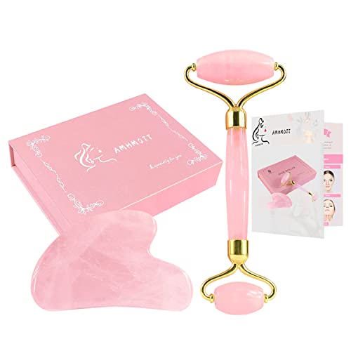 Jade-Roller Gua-Sha Rose-Quartz Face-Roller - Facial Beauty Roller Skin Care ...