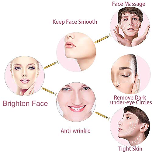 Face Massager Roller Golden 3D Roller Electric Facial Roller and T Shape Faci...