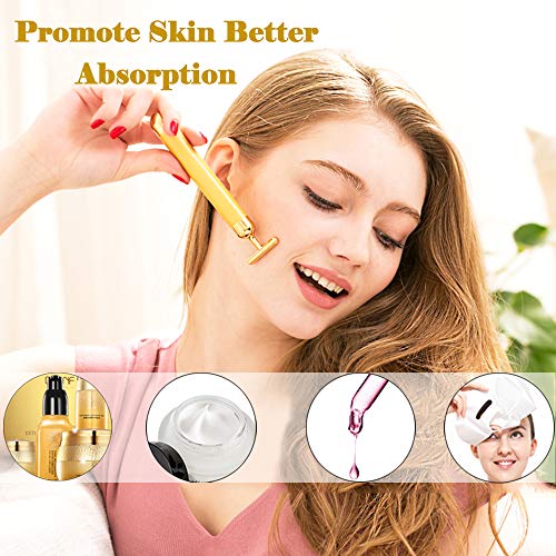 Face Massager Roller Golden 3D Roller Electric Facial Roller and T Shape Faci...