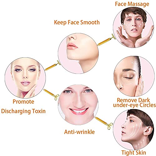 Face Massager Roller Golden Electric 3D Roller and T Shape Facial Massager Ki...