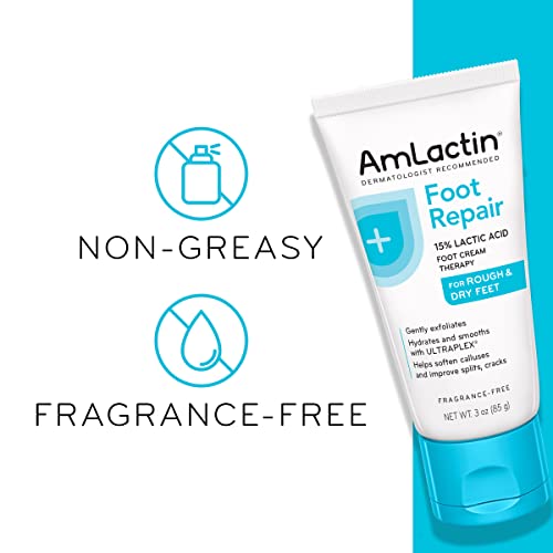 AmLactin Foot Repair Foot Cream Therapy, Foot Cream for Dry Cracked Heels - 3...
