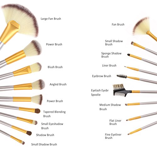 AMMIY Makeup Brushes 18 PCs Makeup Brush Set Professional Wood Handle Premium...