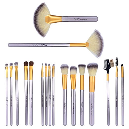 AMMIY Makeup Brushes 18 PCs Makeup Brush Set Professional Wood Handle Premium...