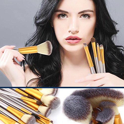 AMMIY Makeup Brushes 18 PCs Makeup Brush Set Professional Wood Handle Premium...