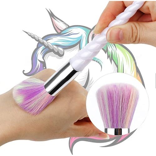 AMMIY Unicorn Makeup Brushes 10pcs With Colorful Bristles Unicorn Horn Shaped...