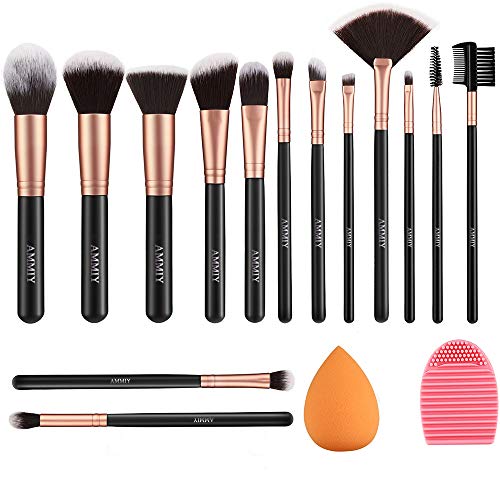 Makeup Brushes Rose Golden 14 Pcs Makeup Brush Set with Blender Sponge and Br...