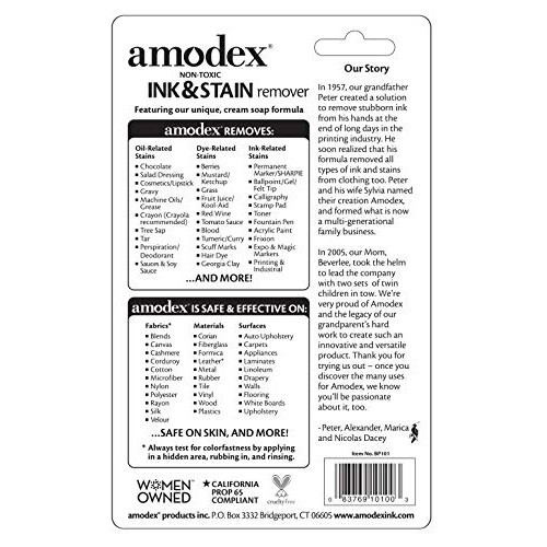 amodex Ink and Stain Remover – Cleans Marker, Ink, Crayon, Pen, Makeup from F...