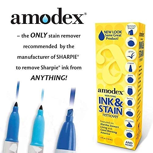 amodex Ink and Stain Remover – Cleans Marker, Ink, Crayon, Pen, Makeup from F...
