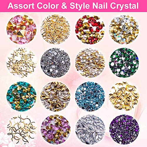 5 Boxes Nail Art Rhinestones Gold Silver Metal Nail Art Studs Rivets Nail Cry...