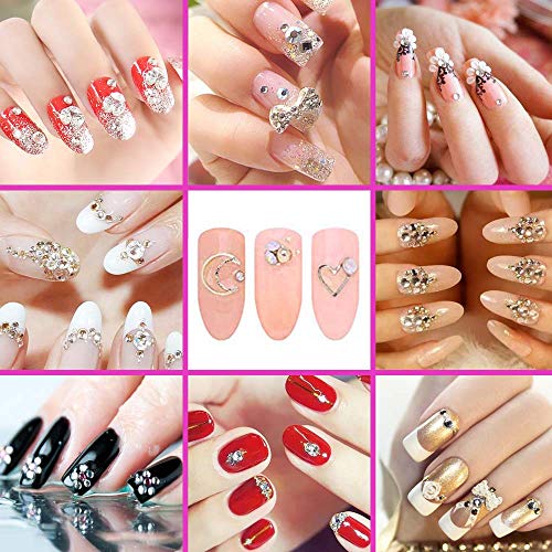 5 Boxes Nail Art Rhinestones Gold Silver Metal Nail Art Studs Rivets Nail Cry...