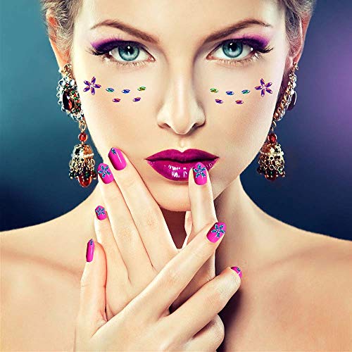 6400pcs Nail Art Rhinestones Nail Crystal Gems Nail Diamonds, Gold Silver Nai...