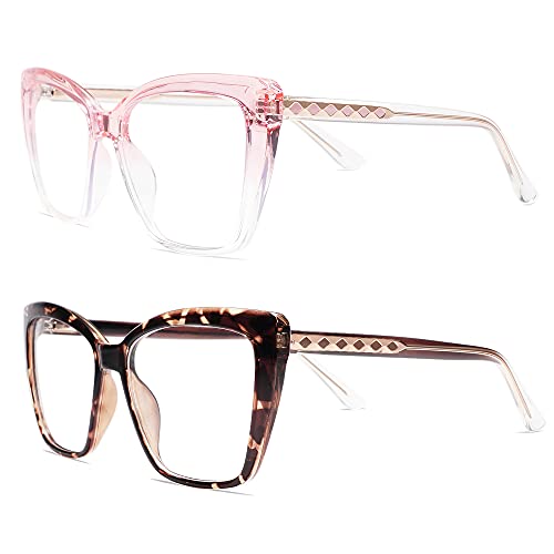 AMOMOMA Trendy TR90 Oversized Blue Light Reading Glasses Women,Stylish Square...