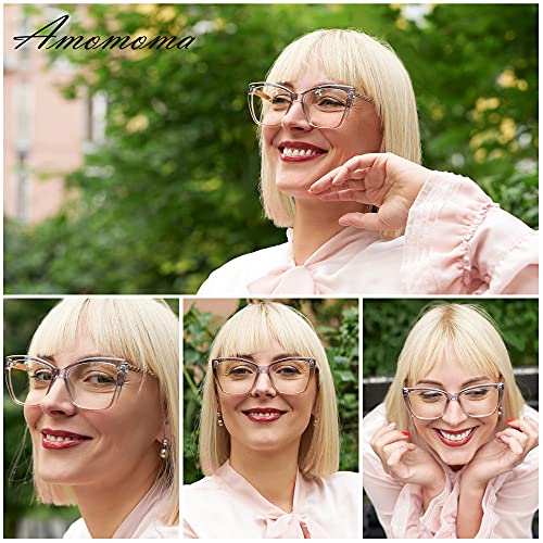 AMOMOMA Trendy TR90 Oversized Blue Light Reading Glasses Women,Stylish Square...