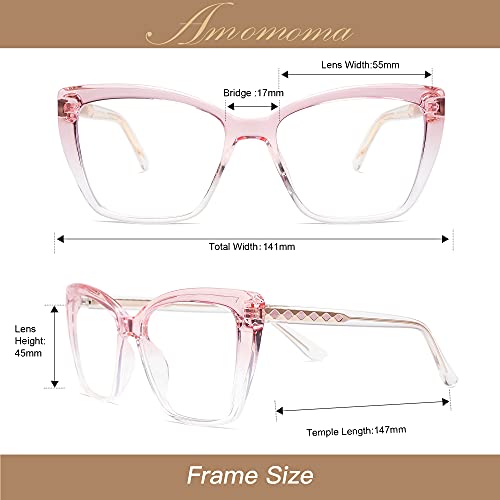 AMOMOMA Trendy TR90 Oversized Blue Light Reading Glasses Women,Stylish Square...