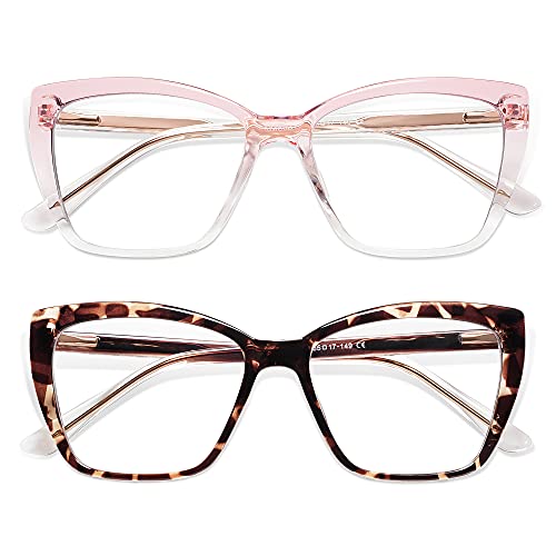 AMOMOMA Trendy TR90 Oversized Blue Light Reading Glasses Women,Stylish Square...