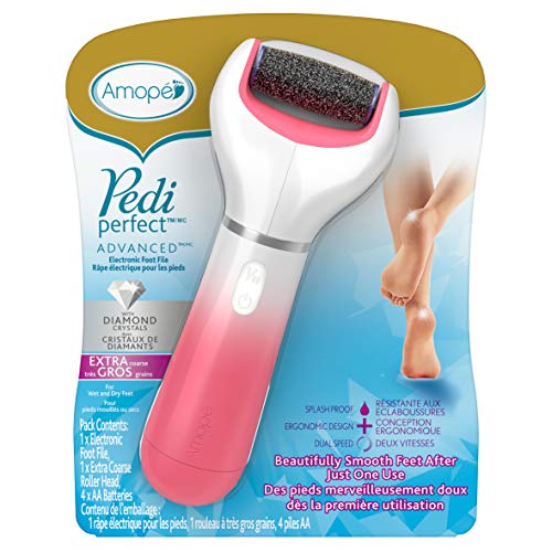 Amope Pedi Perfect Electronic Dry Foot File (Blue/Pink), Regular Coarse Rolle...