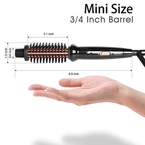 AmoVee Mini Curling Iron Travel Hair Brush Anti-Scald Curling Wand Ceramic To...