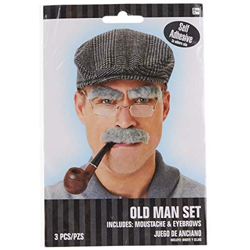 amscan 840999  Gray Old Man Moustache and Eyebrows Set