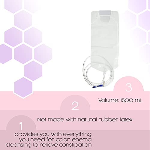 Enema Bag Set 1500 mL. Pack of 50 Disposable Enema Kits. Vinyl Travel Enema K...