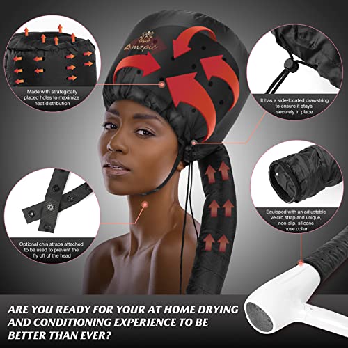 Bonnet Hood Hair Dryer Attachment - Soft, Adjustable Extra Large Bonnet Hair ...