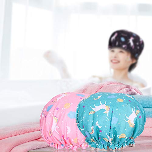 Shower Cap Microfiber Bath Cap - Shower Bonnet Designed for Women and Girls W...