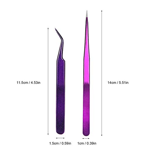 Straight & Curved Tweezers 2 Pieces Eyelash Extension Tweezers Set Stainless ...