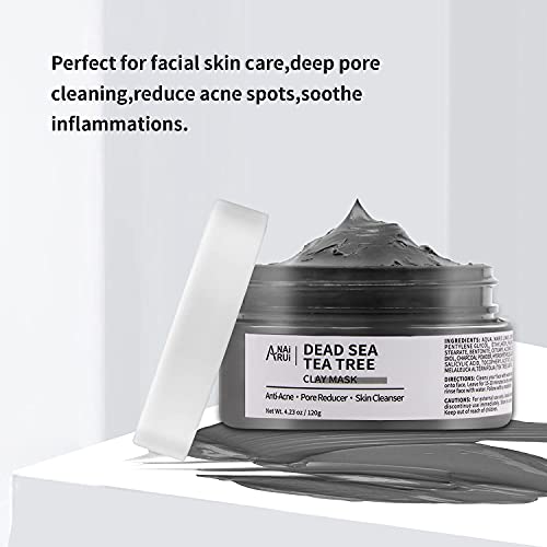 ANAIRUI Dead Sea Mud Mask with Tea Tree Oil & Salicylic Acid, Charcoal, Black...