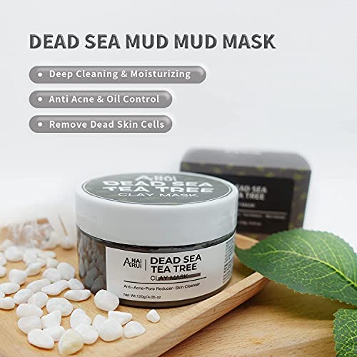 ANAIRUI Dead Sea Mud Mask with Tea Tree Oil & Salicylic Acid, Charcoal, Black...