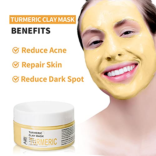 ANAIRUI Turmeric Vitamin C Face Mask, Clay Facial Mask with Vitamin C E for R...