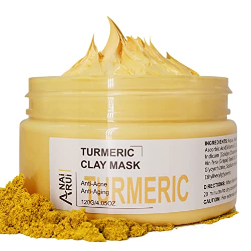 ANAIRUI Turmeric Vitamin C Face Mask, Clay Facial Mask with Vitamin C E for R...
