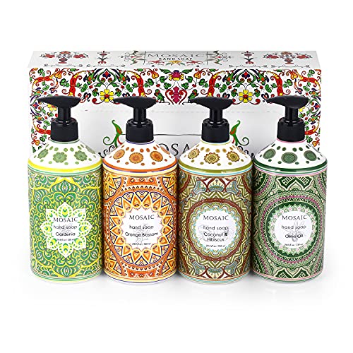 Mosaic Liquid Hand Soap / Hand Wash Gift Set, Ideal Bathroom Hand Soap and Ki...